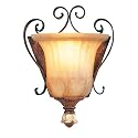 Livex Lighting 8560-63 Villa Verona 1 Light Verona Bronze Finish ADA Wall Sconce with Aged Gold Leaf Accents and Rustic Art Glass
