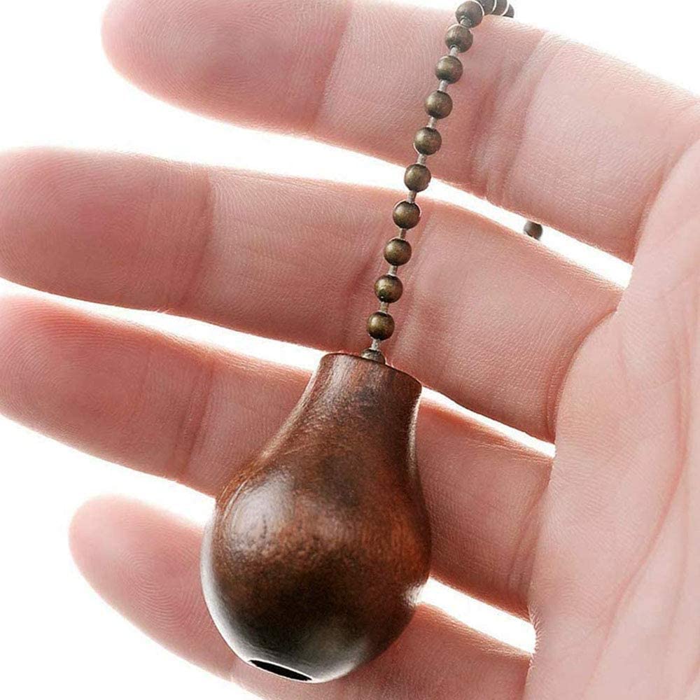 Akahttbn Ceiling Fan Chain Extenders - 12 Inch Walnut Wooden Pendant Pull Chain Extension for Ceiling Light Lamp - 2 Pcs (Bronze)