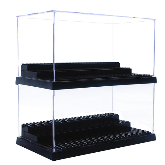 WMM Minifigure Display Case – Dustproof Acrylic Storage Box with 3 Movable Steps for Action Figures, Bricks & Collectible Models