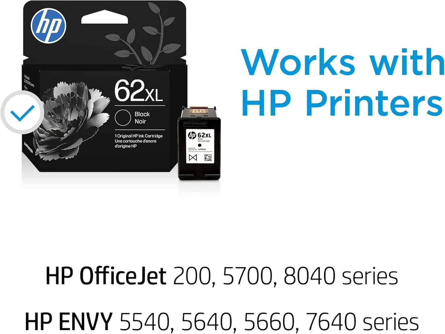 HP 62XL Blk/62 CMY Original Ink Bundle for Envy 5540/7640, OfficeJet 5740