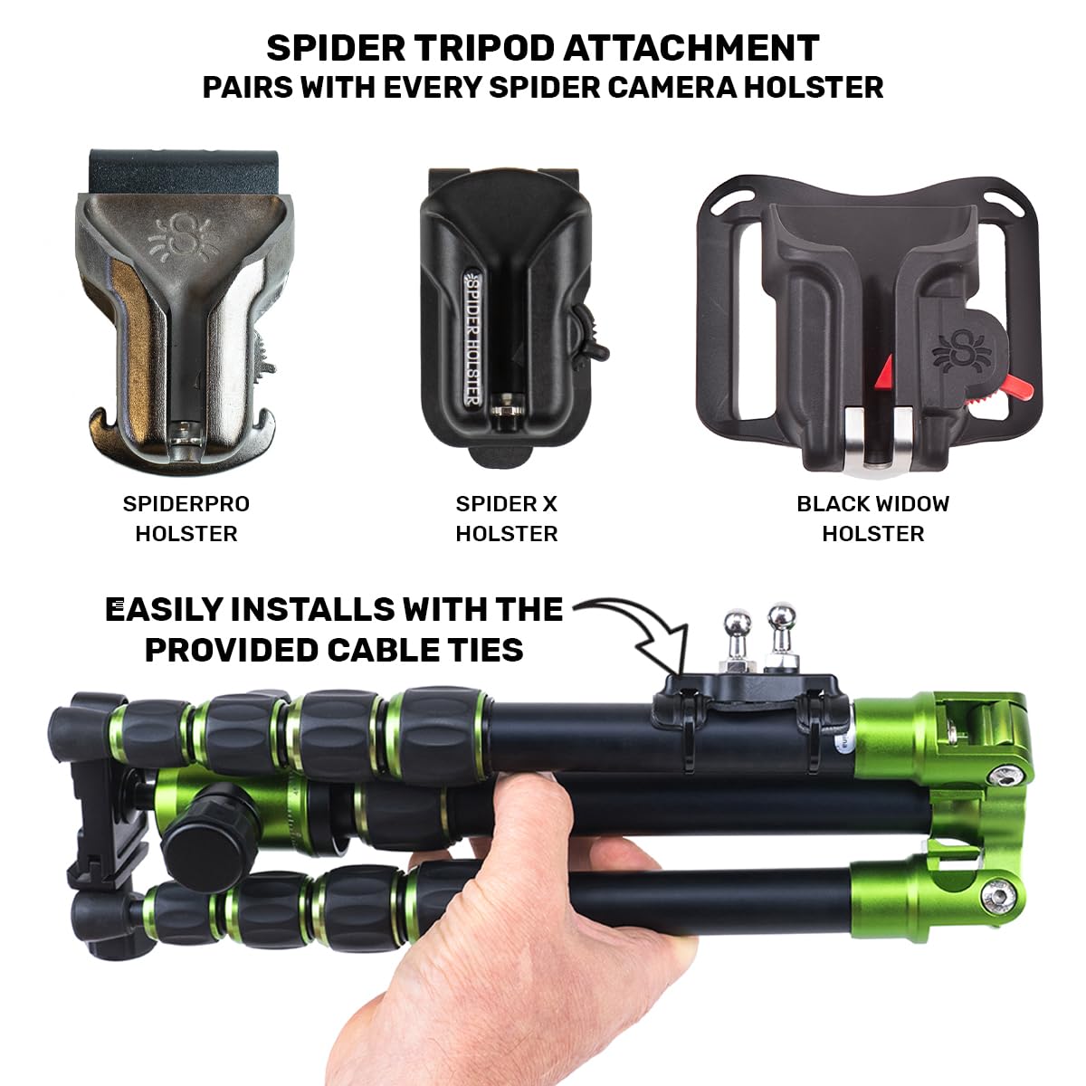 Spider Holster - Tripod Carrier Attachment - Attaches to the leg of your tripod/monopod to easily carry it on your Spider Camera Holster!