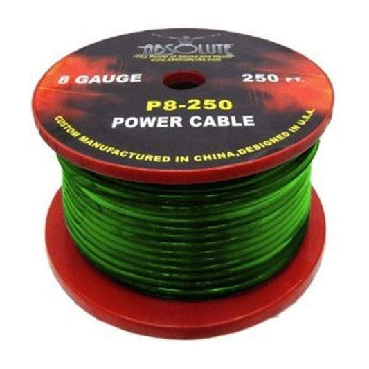Absolute P8250GR 8 Gauge 250 feet Spool Power Cable (Green)