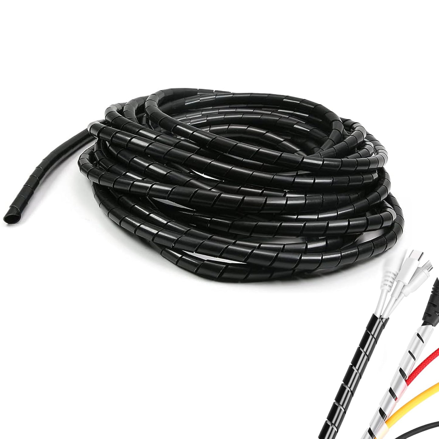 5/16" Spiral Cable Wrap - Wrapping Range:6mm-60mm- Spiral Wire Wrap Cord Covers Bundle Sleeve Hose for Computer Electrical Wire Organizer