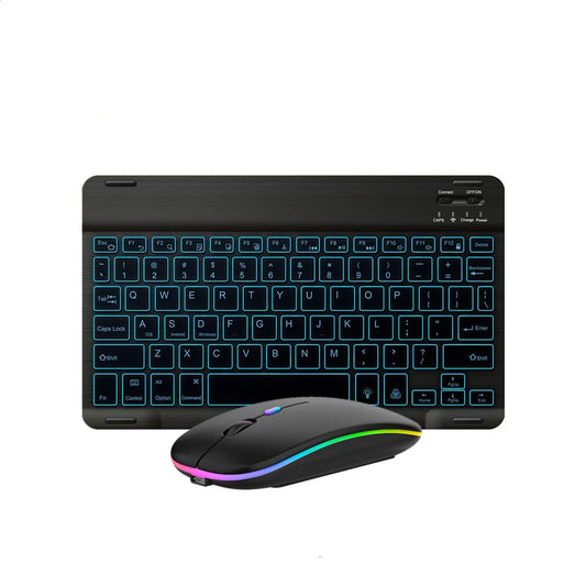 Ultra-Slim Lightweight Bluetooth Keyboard and Mouse Portable Mini Wireless Keyboard Rechargeable 7-Color Backlit for Apple iPad iPhone,Tablet iPhone