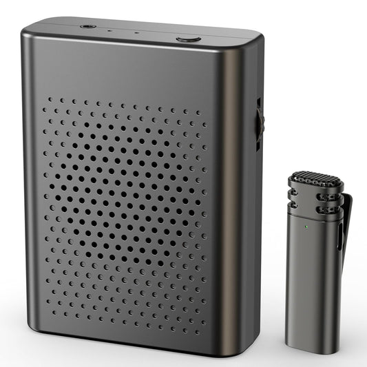 Wireless Voice Amplifier with Wireless Lavalier Microphone, PA System, Portable Speaker and Cordless Omnidirectional Microphone for Teachers