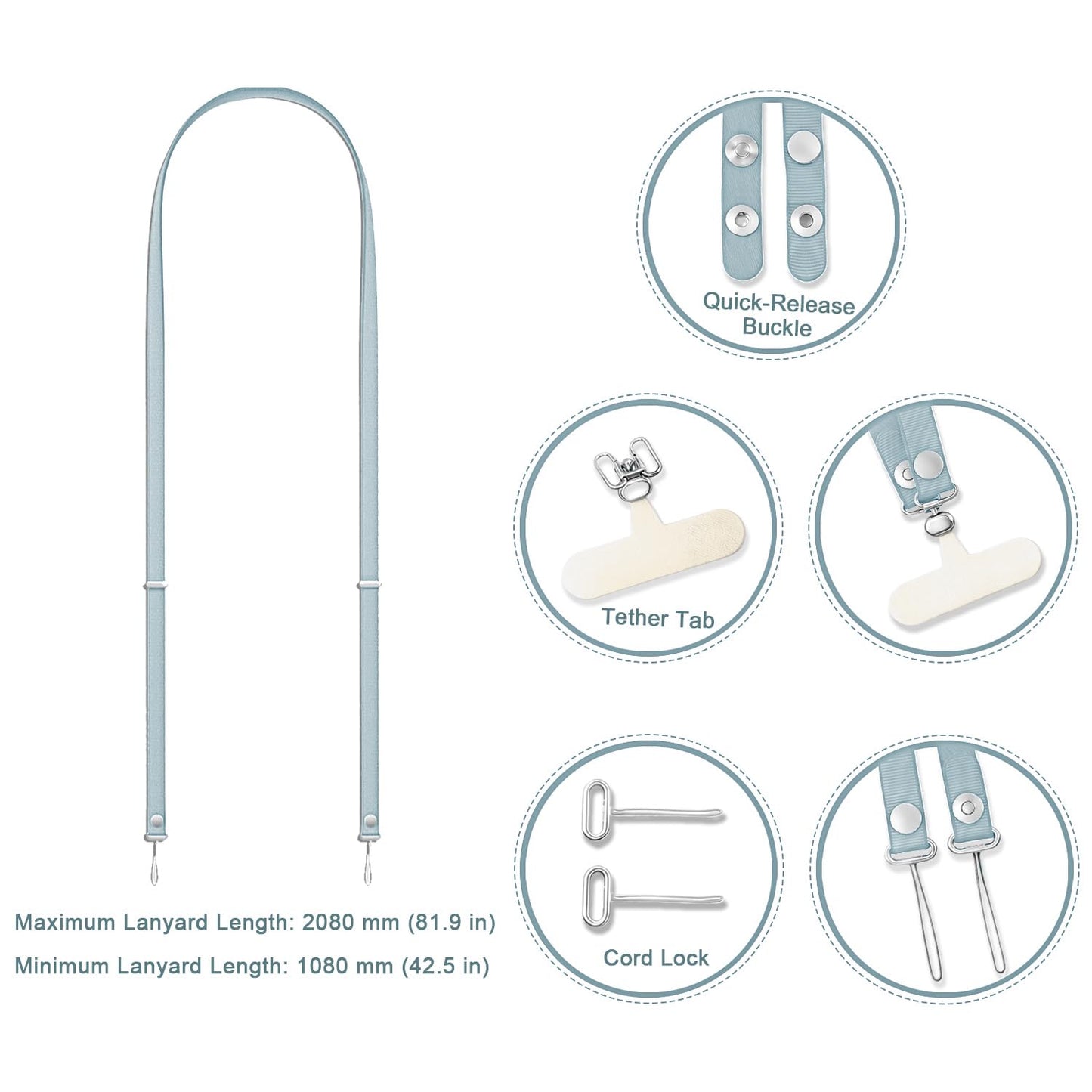 AntoFlash Magnetic Phone Lanyard Crossbody Strap with Phone Tab, Adjustable Neck Holder with Quick Release, Anti-Theft Detachable Phone Strap