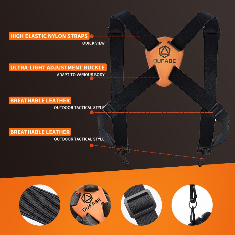 OUFABE Binocular Harness Strap, X-shaped Adjustable and Deluxe Bino Chest Straps for Hunting, Fits for Carrying Binocular, Cameras, Rangefinders