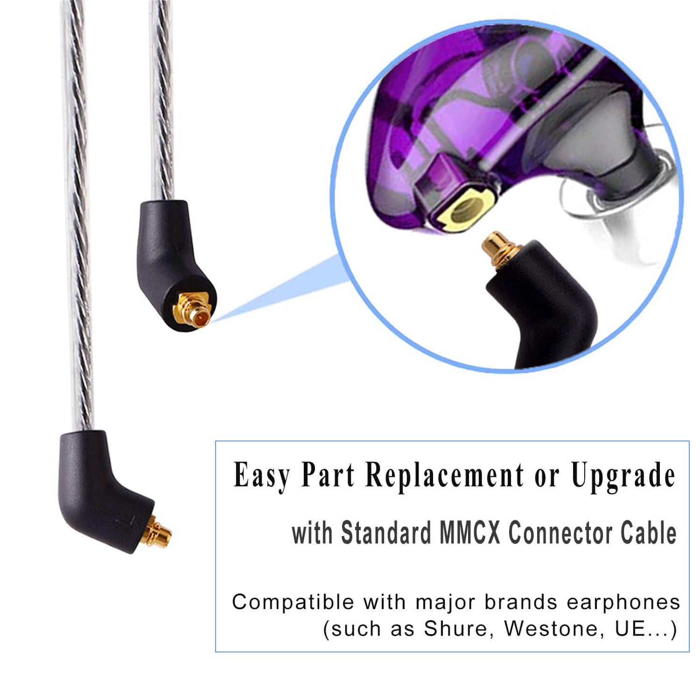 BASN Bsinger+PRO in Ear Monitor for Musicians with MMCX Replaceable Cables; Noise-Isolating and Universal-Fit (Purple)