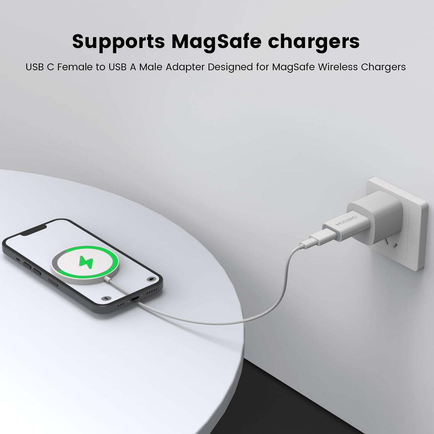 MOSWAG 3 Packs USB C Adapter USB C to USB Adapter USB Male to Type C Female Adapter Compatible with Apple MagSafe Charger,iMac,MacBook…