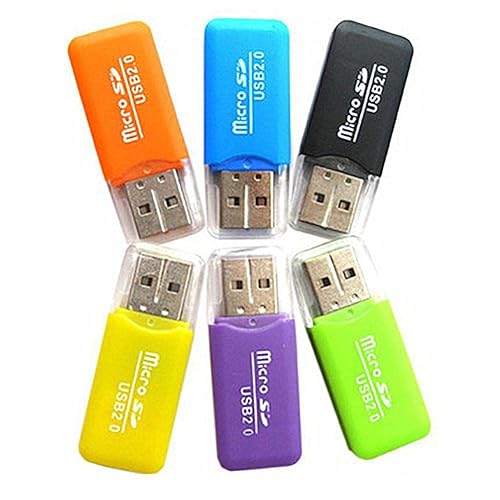 VizGiz 6 Pack Micro SD Card Reader SDXC TF USB 2.0 T-Flash MicroSD TransFlash Memory Card Reader Adapter Writer Mini Ice Cool for Android Phone Camera