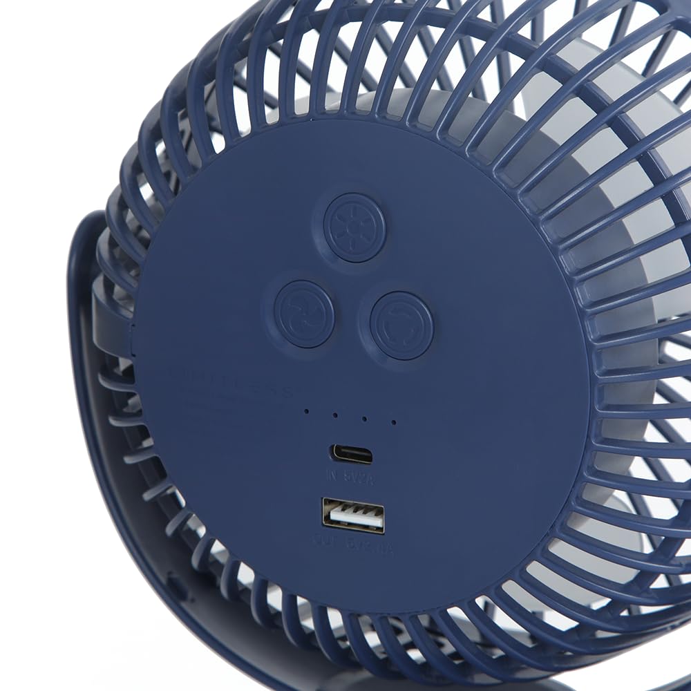 Limitless Breezie Portable Fan with LED Light & 8,000mAh Power Bank (Navy)