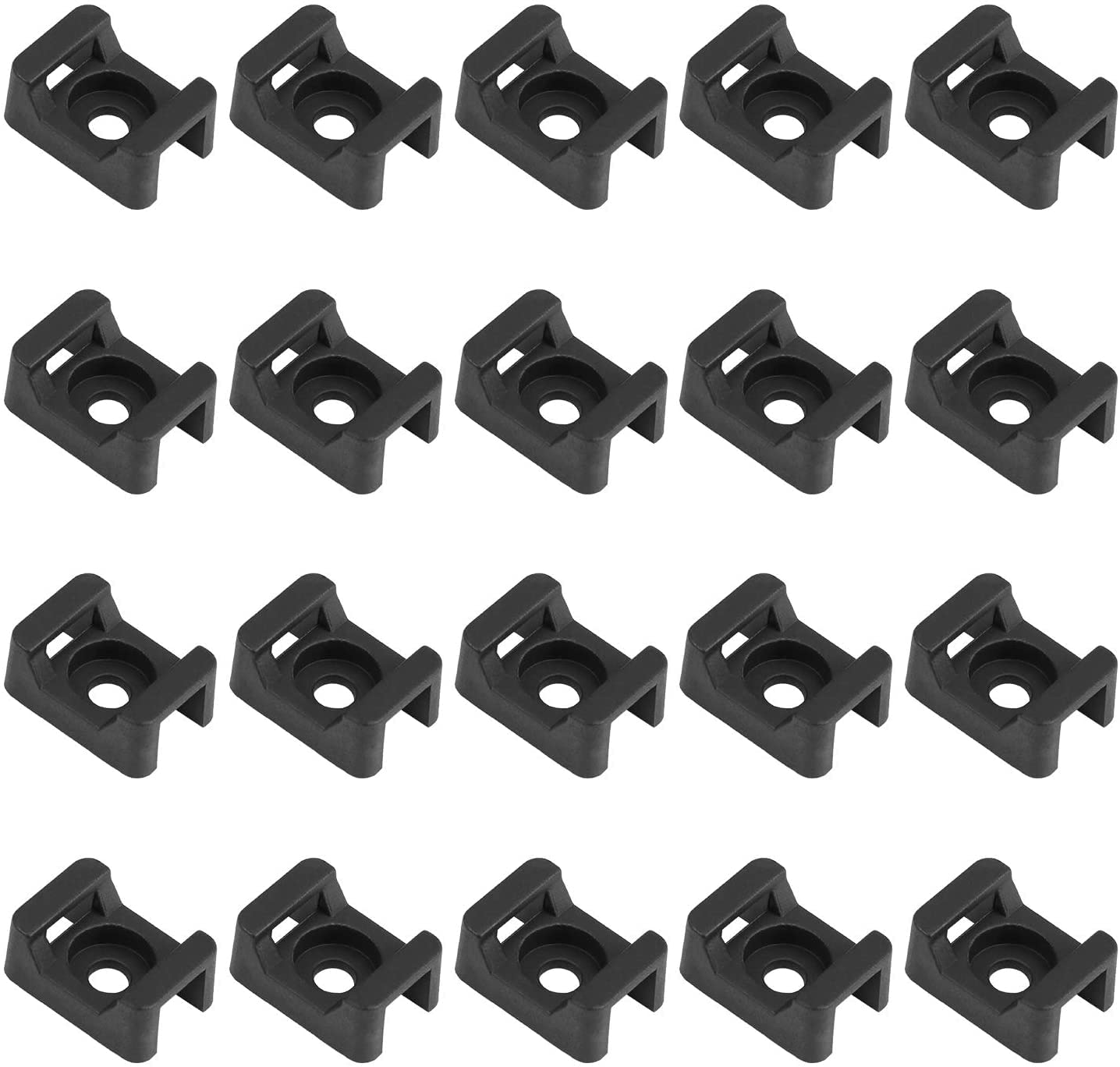 Helonge Cable Tie Mounting,100 Pcs Zip Tie Base,5 mm(M5) Screw Hole, 23x16x9(L*W*H) mm Cord Tie Mount Wire Tie Holder Fix Bottom Wire Management