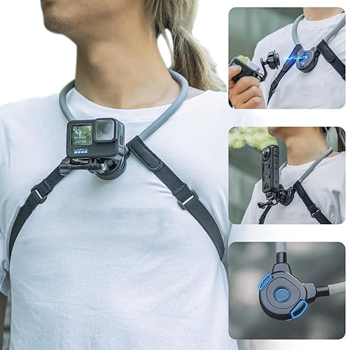 SUREWO Magnetic Neck Mount Necklace Holder for Gopro, POV Selfie Necklace Holder Lanyard Body Strap Mount Compatible with GoPro Hero 13/12/11/10/9/8/7