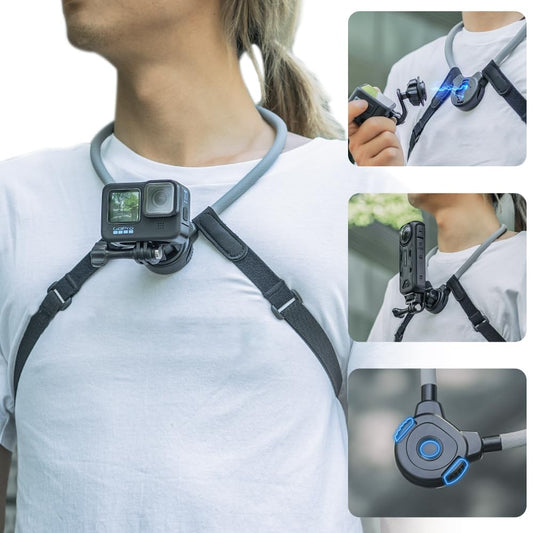 SUREWO Magnetic Neck Mount Necklace Holder for Gopro, POV Selfie Necklace Holder Lanyard Body Strap Mount Compatible with GoPro Hero 13/12/11/10/9/8/7