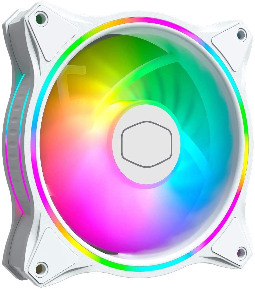 MASTERFAN MF120 Halo 3 in 1 White Edition Case Fan ADDRESSABLE Gen2 RGB Lighting Quiet Chassis Fan Suitable for Computer Cases and Cold Row Radiators