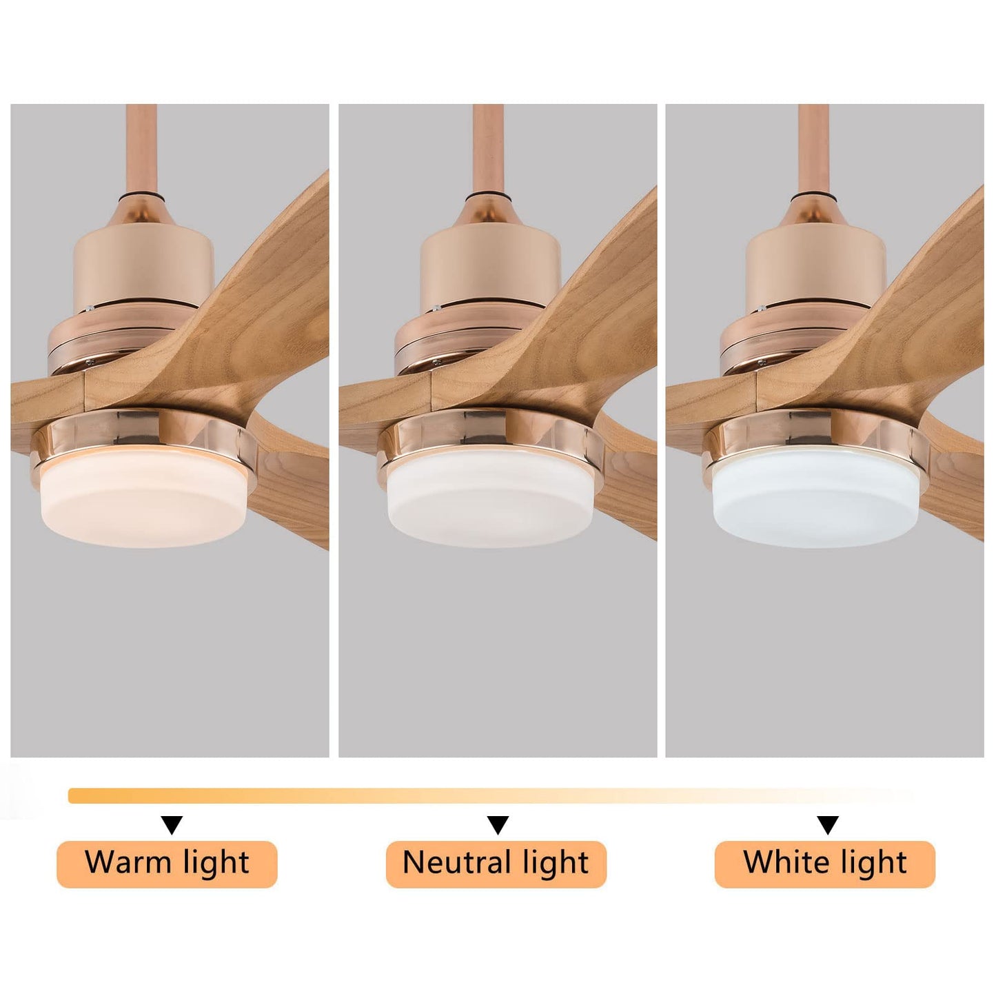 Kaichenyt 48" Fan Light- 3 Color Temperature Adjustable, 6 Speed Settings, Remote Control, 2200 Lumens, Quiet Ceiling Fan with LED Light for Kitchen