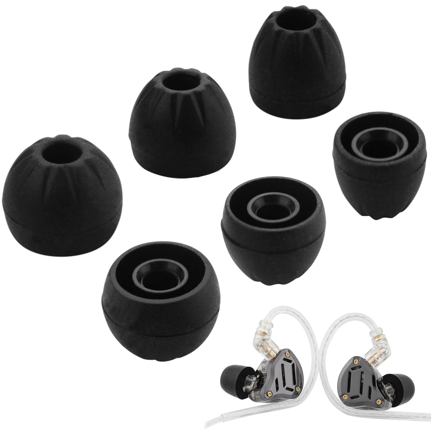 Replacement Ear Tips for KZ Headphone - 3 Pairs Silicone Eartips, Noise Isolation, for KZ All Series, for KZ ZSN, ZST, ZS10 Pro, EDX, DQ6, ZSX, AS10