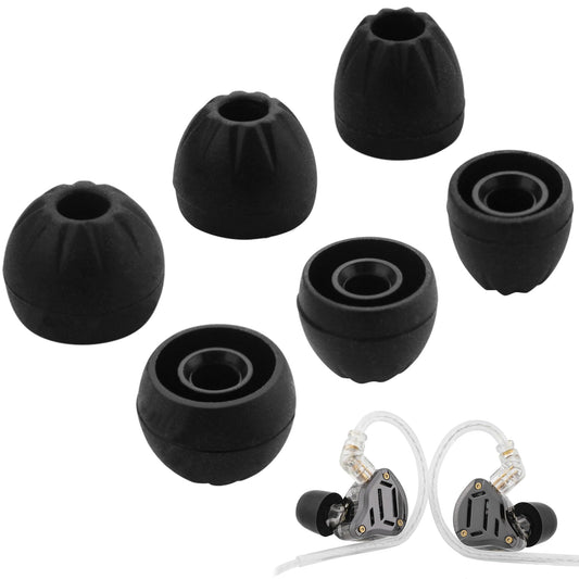 Replacement Ear Tips for KZ Headphone - 3 Pairs Silicone Eartips, Noise Isolation, for KZ All Series, for KZ ZSN, ZST, ZS10 Pro, EDX, DQ6, ZSX, AS10