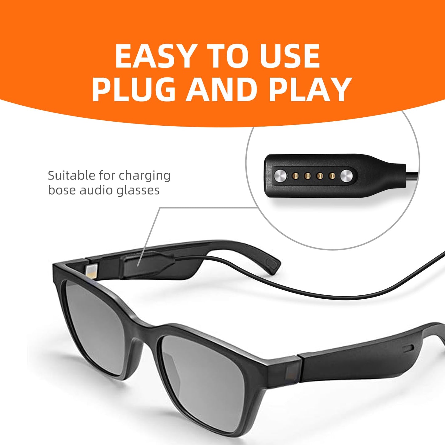 USB Charger Cable for Bose Frames Alto S M L, Bose Frames Rondo, Soprano, Tenor Audio Sunglasses Charger Charging Cord Replacement
