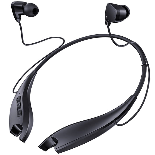 YOSDOM Neckband Bluetooth Headphones, Around The Neck Headphones 24H+ Playtime, Bluetooth Headsets with Call Vibration, Shark Jaw Design Wireless