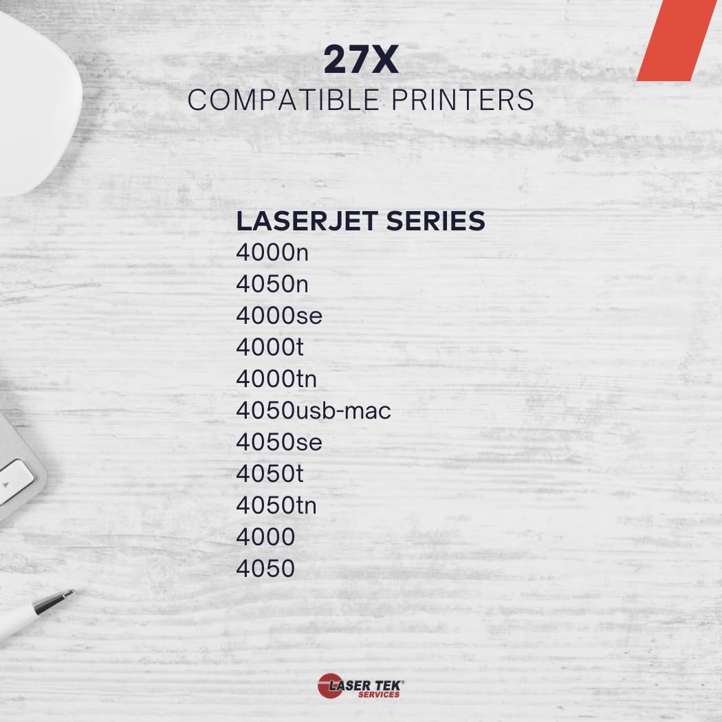 Laser Tek Services Compatible Toner Refill Kit Replacement for HP 27X C4127X High Yield Works with HP Laserjet 4000 4000n 4000se 4050 Printers (Black