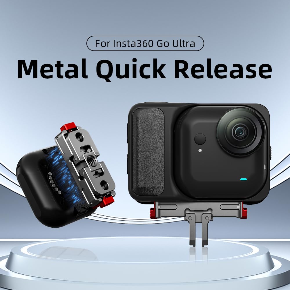 Quick Release Magnetic Adapter Mount for Insta360 GO Ultra Camera, Foldable Aluminum Alloy Magnetic Expansion Adapter with 1/4" Screw Hole Connector