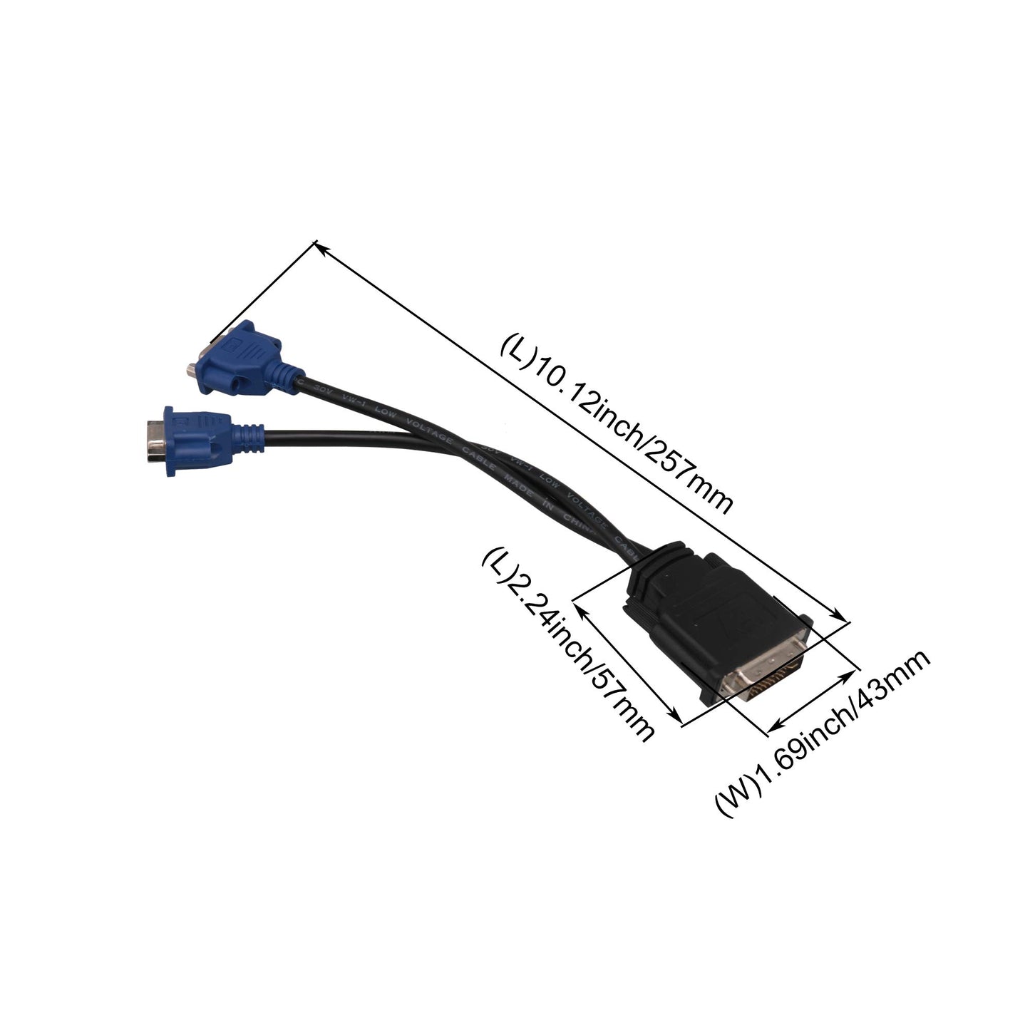 BQLZR DVI-Male DVI-I to VGA Female Monitor Video Splitter Adapter Cable for Duplicating Images,Only Divider Line Can be Used at a Time