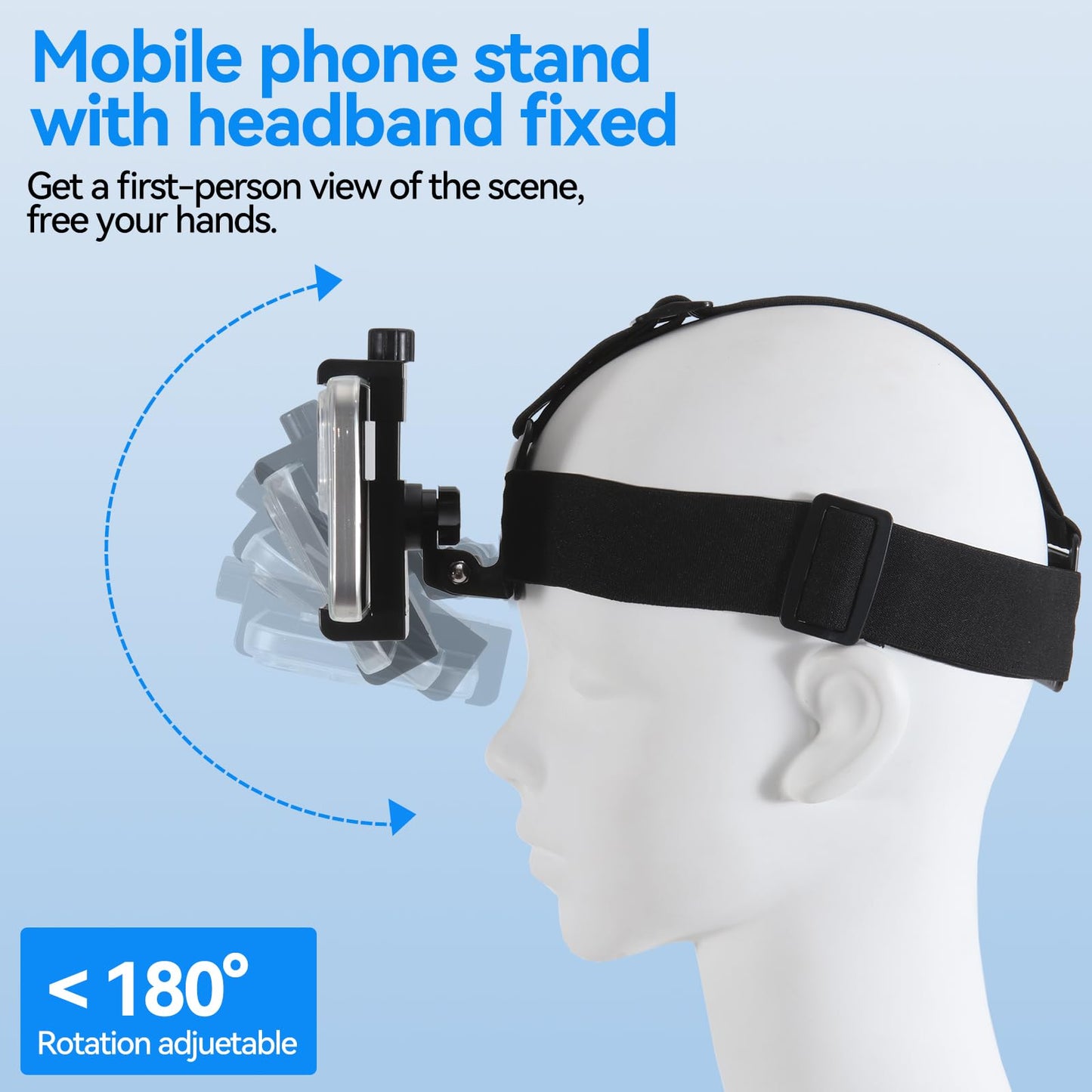 Head-Mounted Mobile Phone Holder,First-Person View Video Outdoor Live Shooting Bracket with Phone Clip(4"-7") for iPhone Samsung Smartphones and GoPro