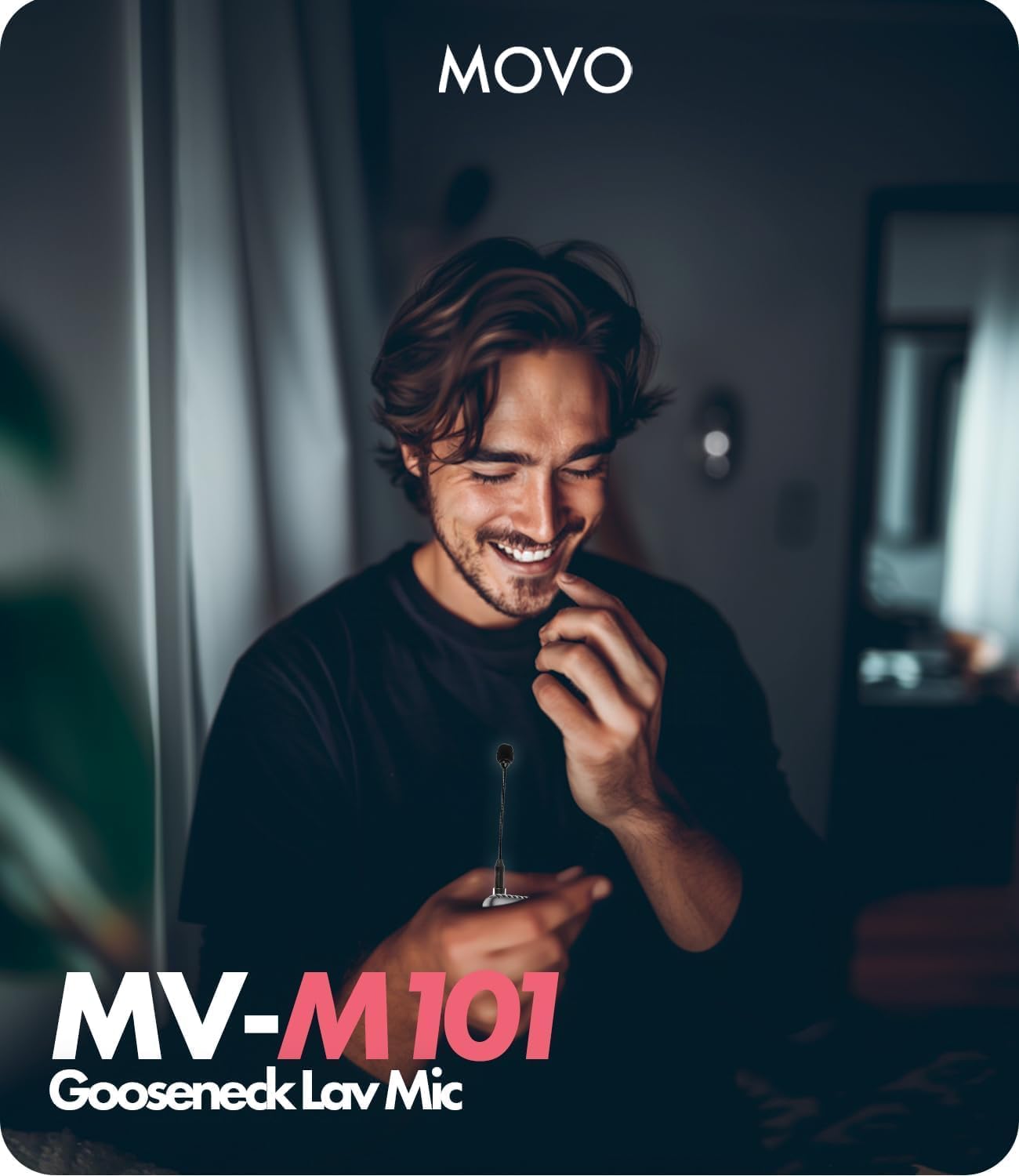 Movo MV-M101 Gooseneck Omnidirectional Lavalier Microphone- Compatible with DJI Mic/Rode Wireless Go Series Wireless Transmitters - Lapel Mic for