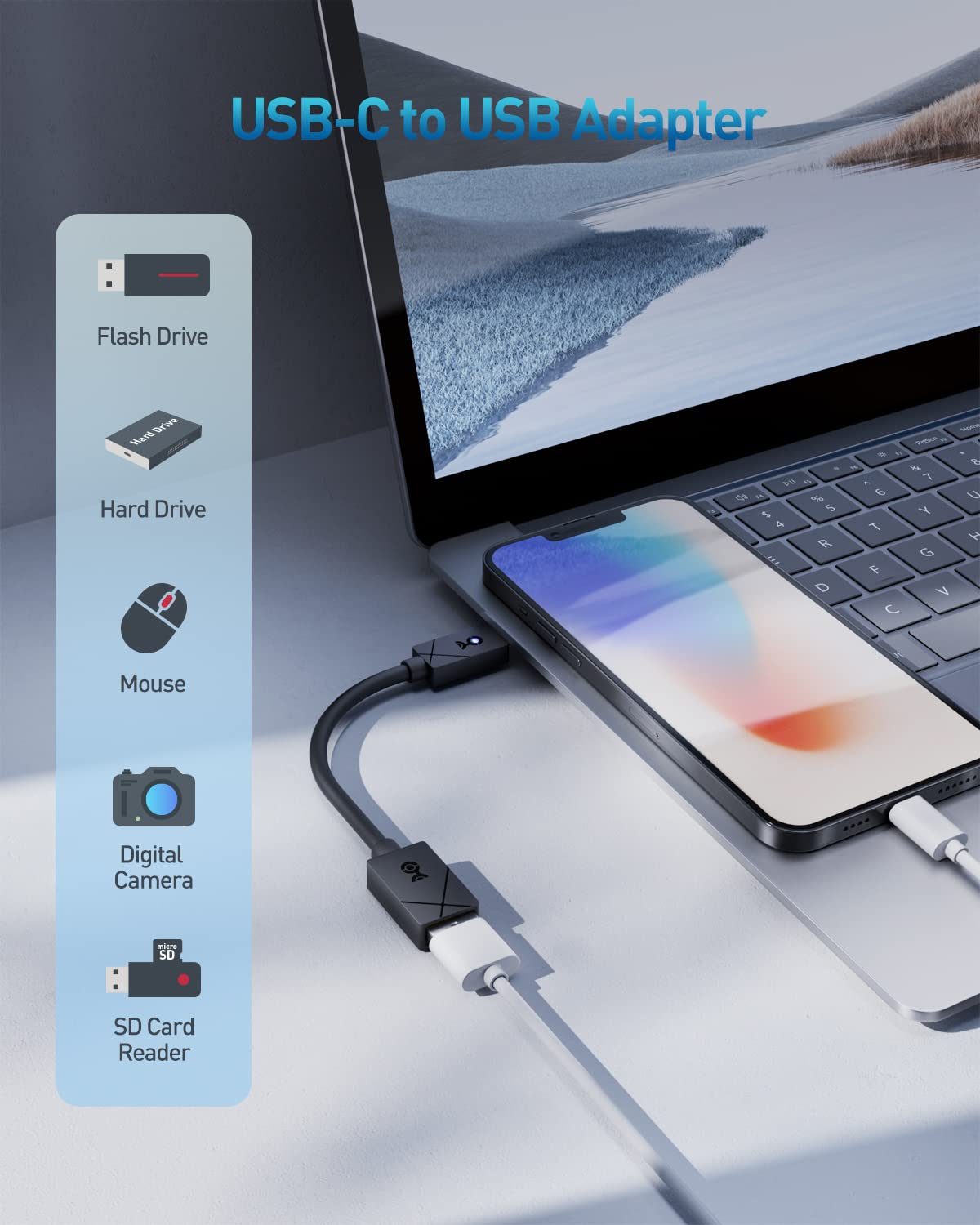 Cable Matters [Designed for Microsoft Surface] USB-C to USB-A Adapter (USBA to USBC Adapter) in Black