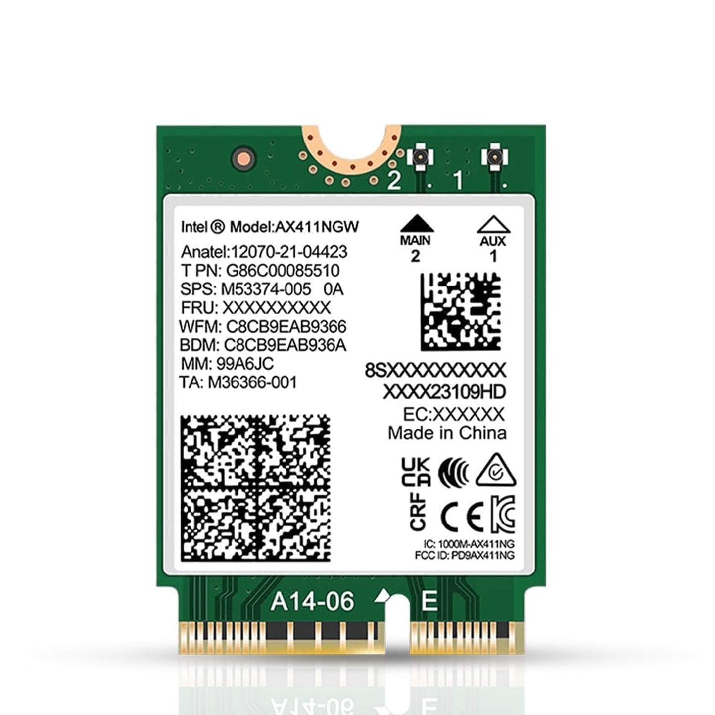 WiFi 6E Adapter for Intel AX411 | Tri-Band Wireless | Up to 3.0 Gbps | CNVio2 M.2 Format for PCs | Bluetooth 5.3 Support | for Intel 12th Gen