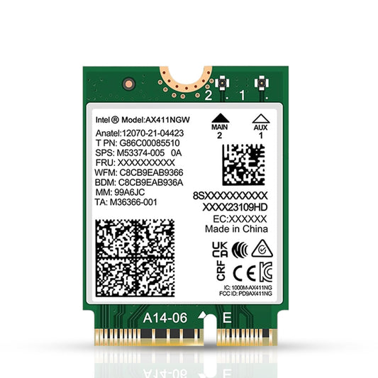 WiFi 6E Adapter for Intel AX411 | Tri-Band Wireless | Up to 3.0 Gbps | CNVio2 M.2 Format for PCs | Bluetooth 5.3 Support | for Intel 12th Gen