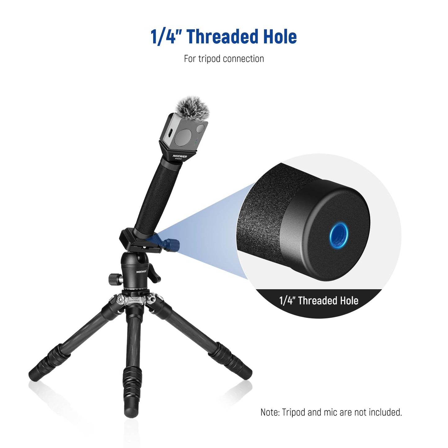 NEEWER 13"/33cm Telescopic Lavalier Microphone Handheld with Anti Off Cold Shoe Foam Windscreen Interview Mic Handle Compatible with Rode Wireless Go