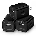 Wall Charger Cube,1A/5V Single Port USB Plug 3 Pack Travel Black Charging Block Box Adapter Compatible Phone,Samsung Galaxy S24 S23 A21 A51 A71 S20