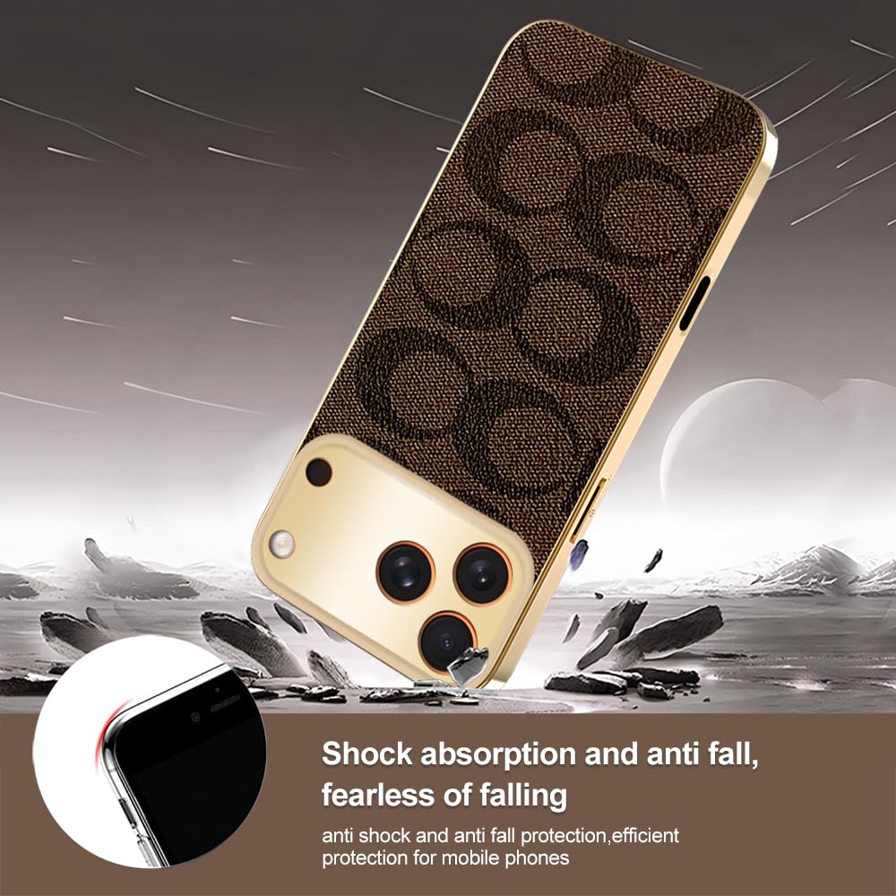 Sriyso Designer Case for iPhone,Luxury Classical Vintage Leather for Women Girl,Camera Protection,Electroplating Frame Anti-Fingerprint Military Grade