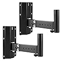 QWORK Heavy-Duty Speaker Brackets, 2 Pack DJ & PA Speaker Bracket, Wall Mount Speaker Stand, Adjustable PA Speaker Mount Bracket Holder