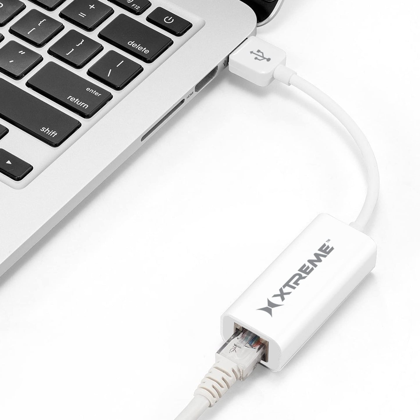 Xtreme USB 2.0 Ethernet Adapter, White, Works with Mac and Windows, Simple Plug and Play