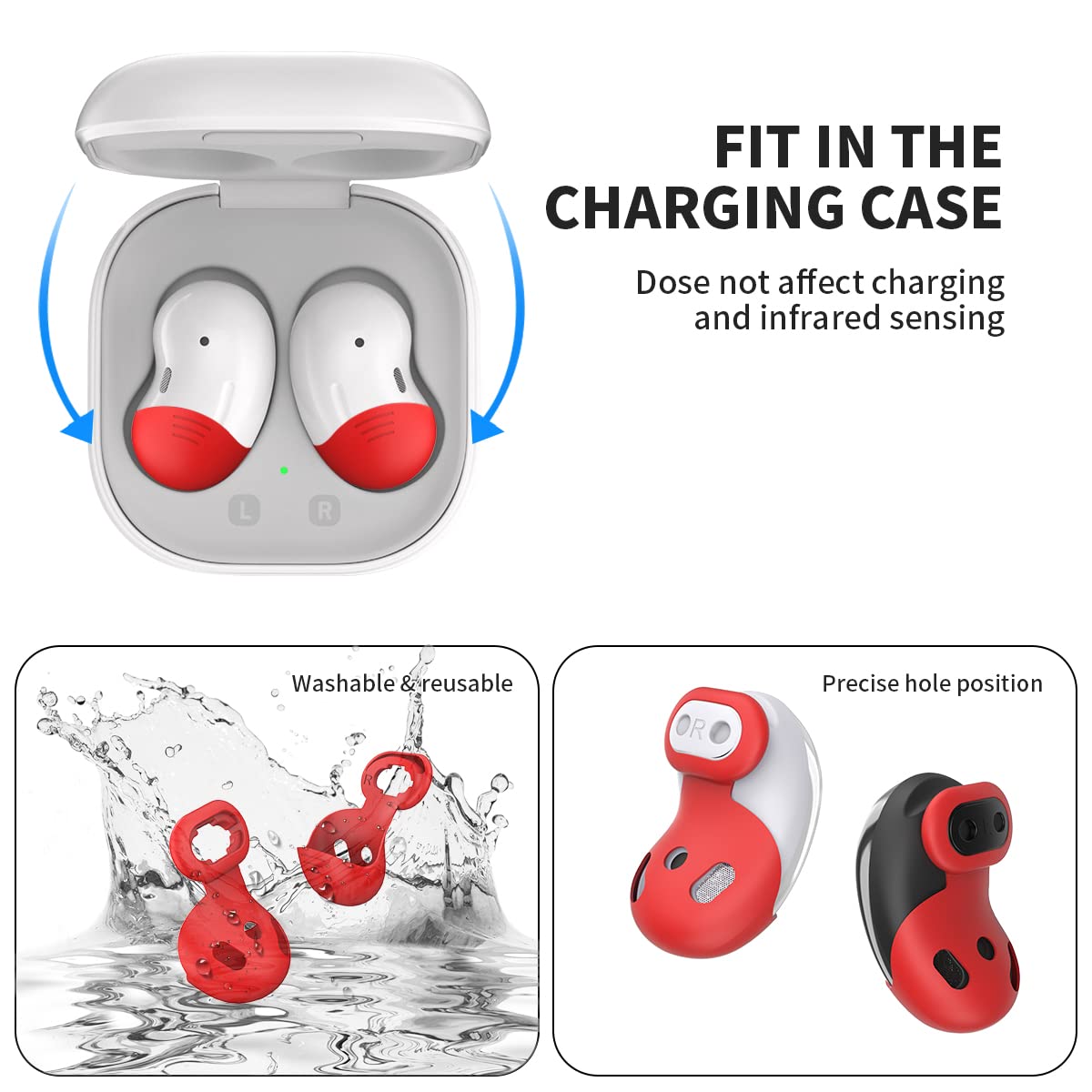 [8 Pairs] Ear Tips for Galaxy Buds Live, Silicone Anti-Slip Earbuds Cover Accessories Compatible with Samsung Galaxy Buds Live Ear Tips Cover Earbuds