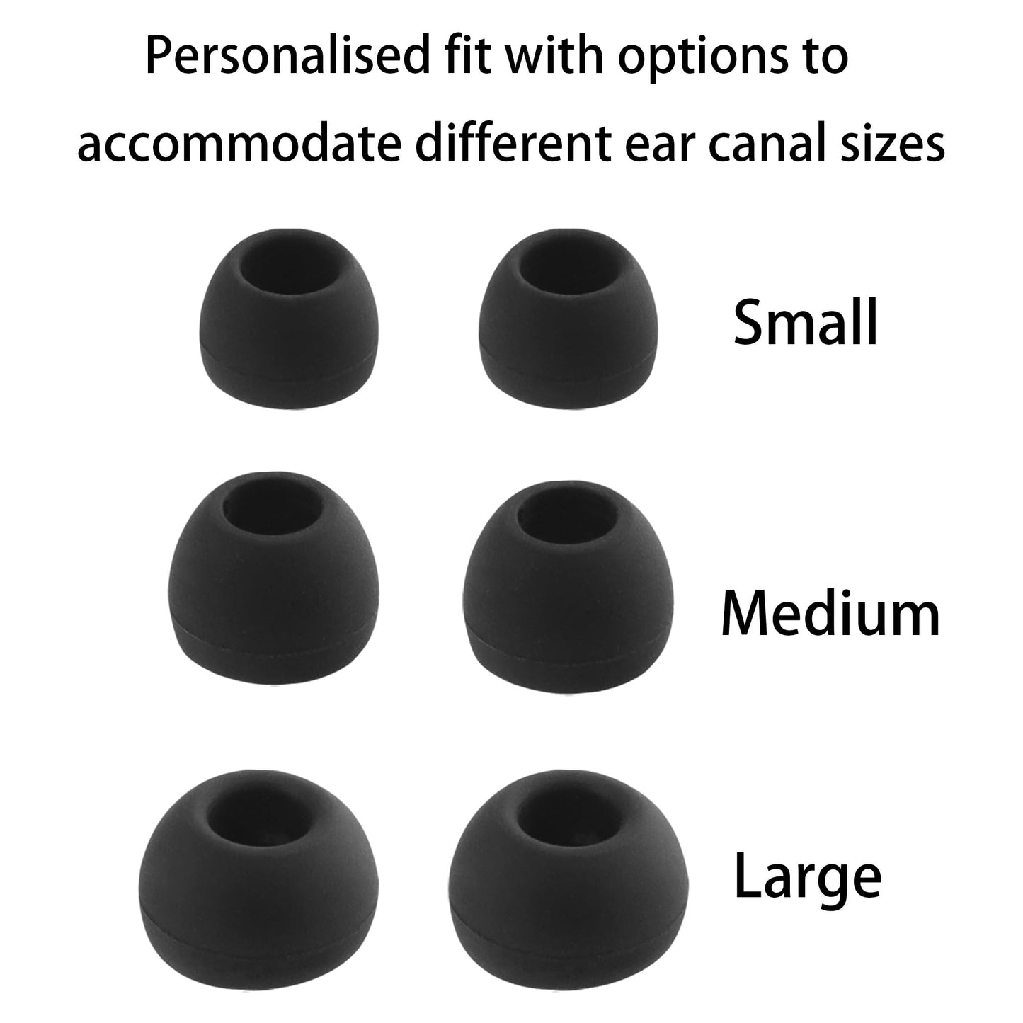 NANLANFAN Replacement Silicone Ear Tips for JBL Vibe Beam 2 / JBL Vibe Beam/JBL Vibe 200TWS / JBL Wave Beam Wireless Earbuds, 3 Pairs (S/M/L, Black)