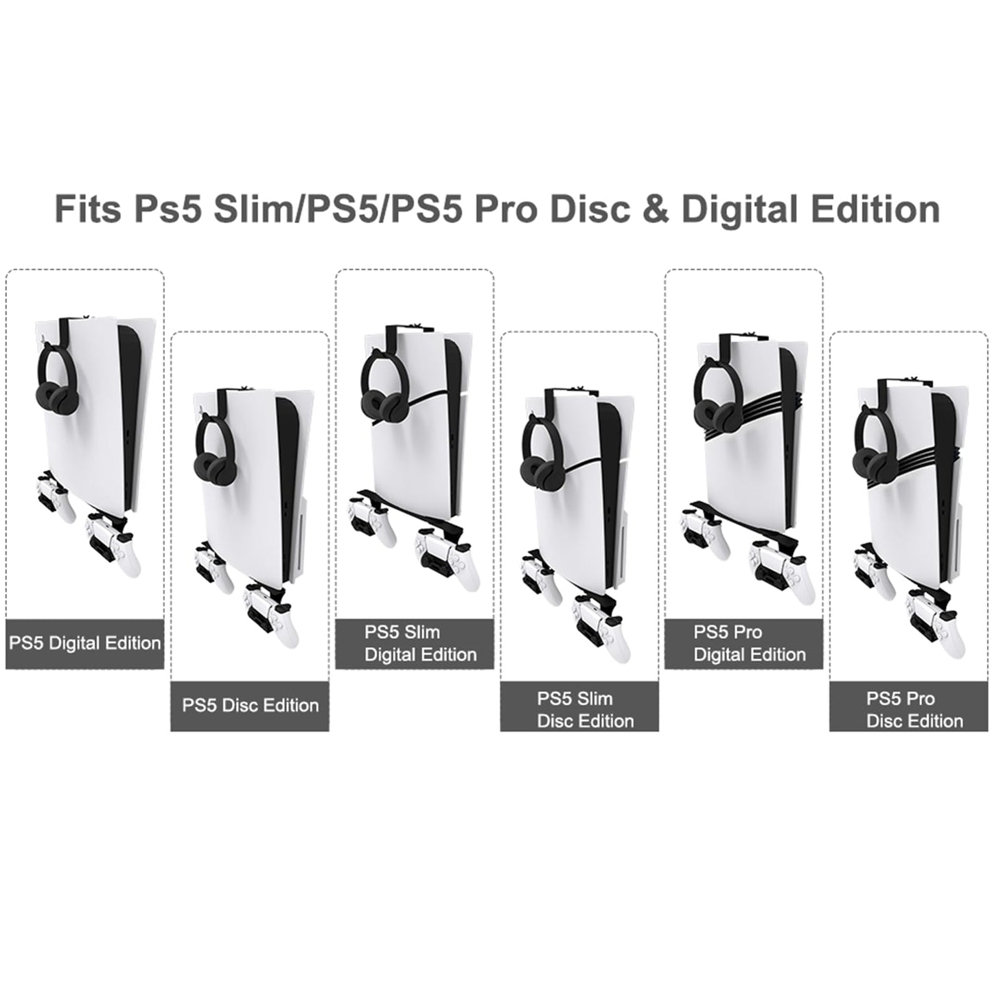 ZHSX Wall Mount for Ps5 Models,Ps5 Shelf Playstation Wall Mount Compatible with Ps5?Ps5 Pro and Ps5 Slim Disc Adjustable Length and Width Holds Two