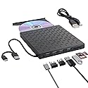 External DVD/CD Drive, DVD Player for Laptop 8 in 1, Portable CD Burner +/-RW Drive, CD Player for ROM Rewriter Burner, Compatible with Laptop