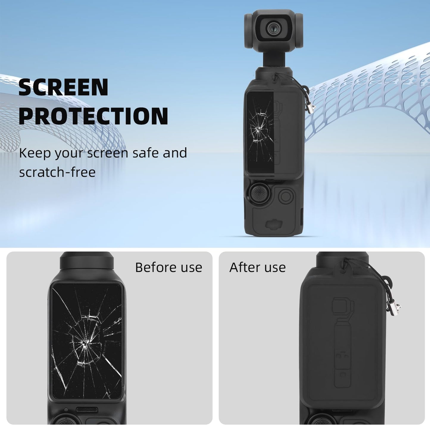 BRDRC Pocket 3 Silicone Cover, Xtra Muse Protective Case Lens Protector Scratch-Resistant Sleeve Skin Compatible with DJI OSMO Pocket 3 / Xtra Muse