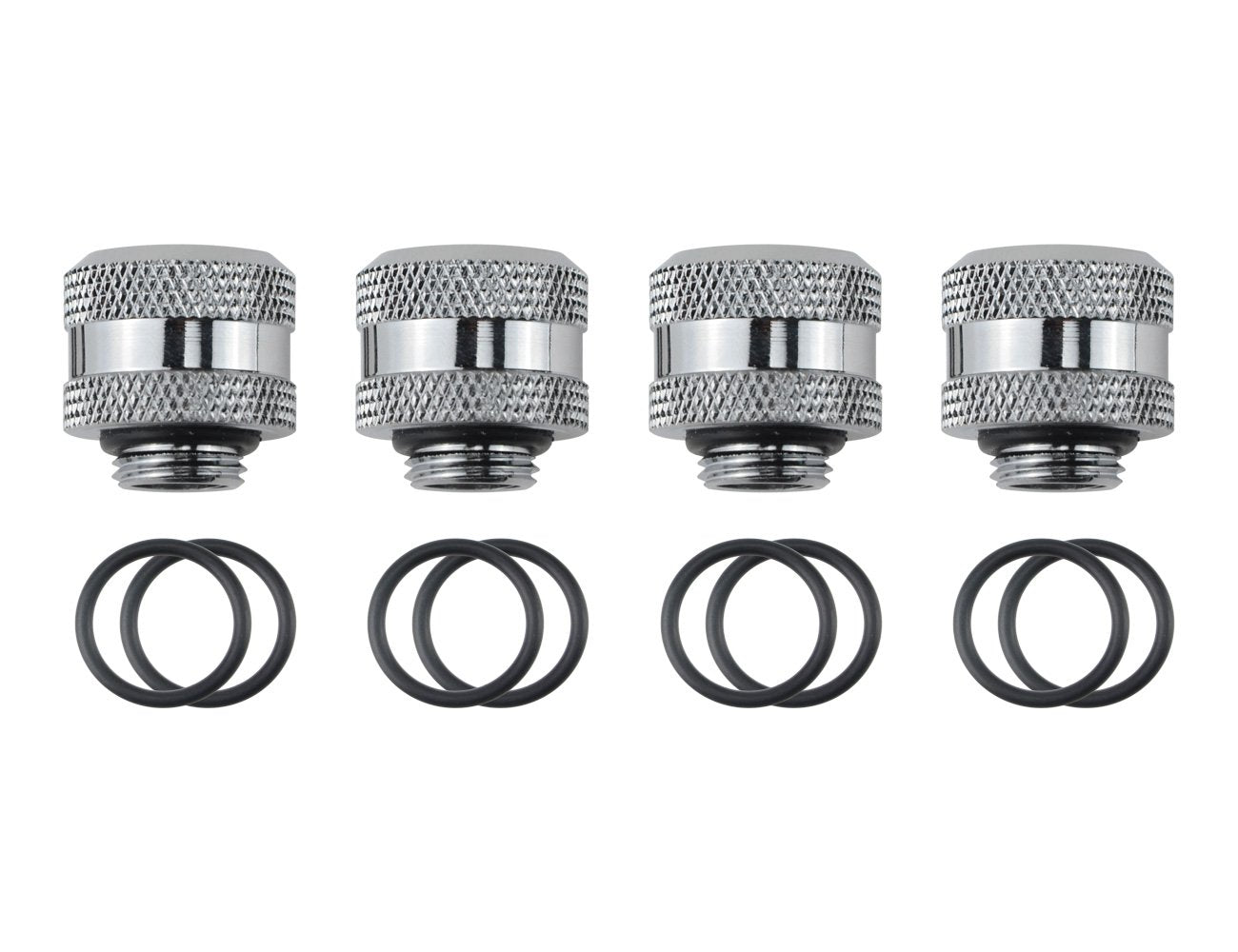 BXQINLENX Silver Chrome Hard Tube Fitting G 1/4" to ID 10 mm OD 14 mm PETG Triple Seal Fitting for Computer Water Cooling System Through Joint