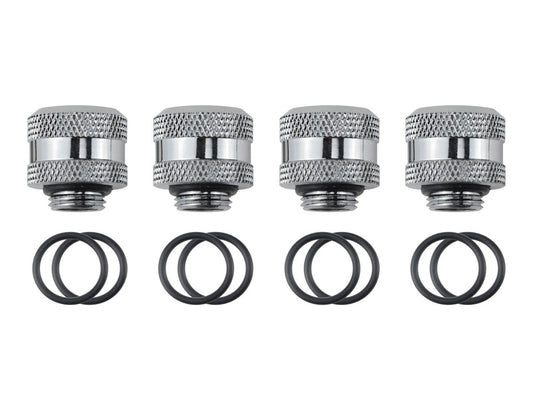 BXQINLENX Silver Chrome Hard Tube Fitting G 1/4" to ID 10 mm OD 14 mm PETG Triple Seal Fitting for Computer Water Cooling System Through Joint