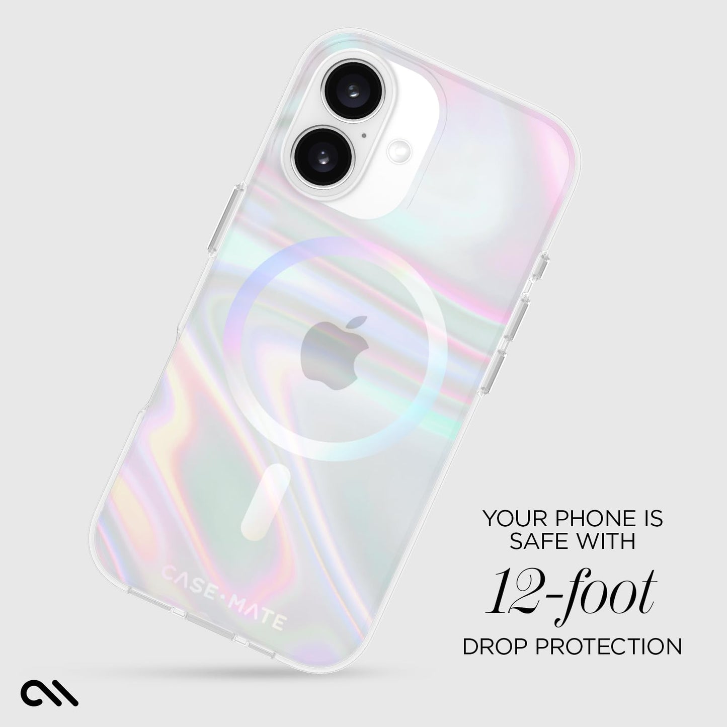 Case-Mate Soap Bubble iPhone 16 Case [Compatible with MagSafe] - Stylish Phone Case with 12ft Drop Protection - Premium Magnetic Cover for iPhone 16
