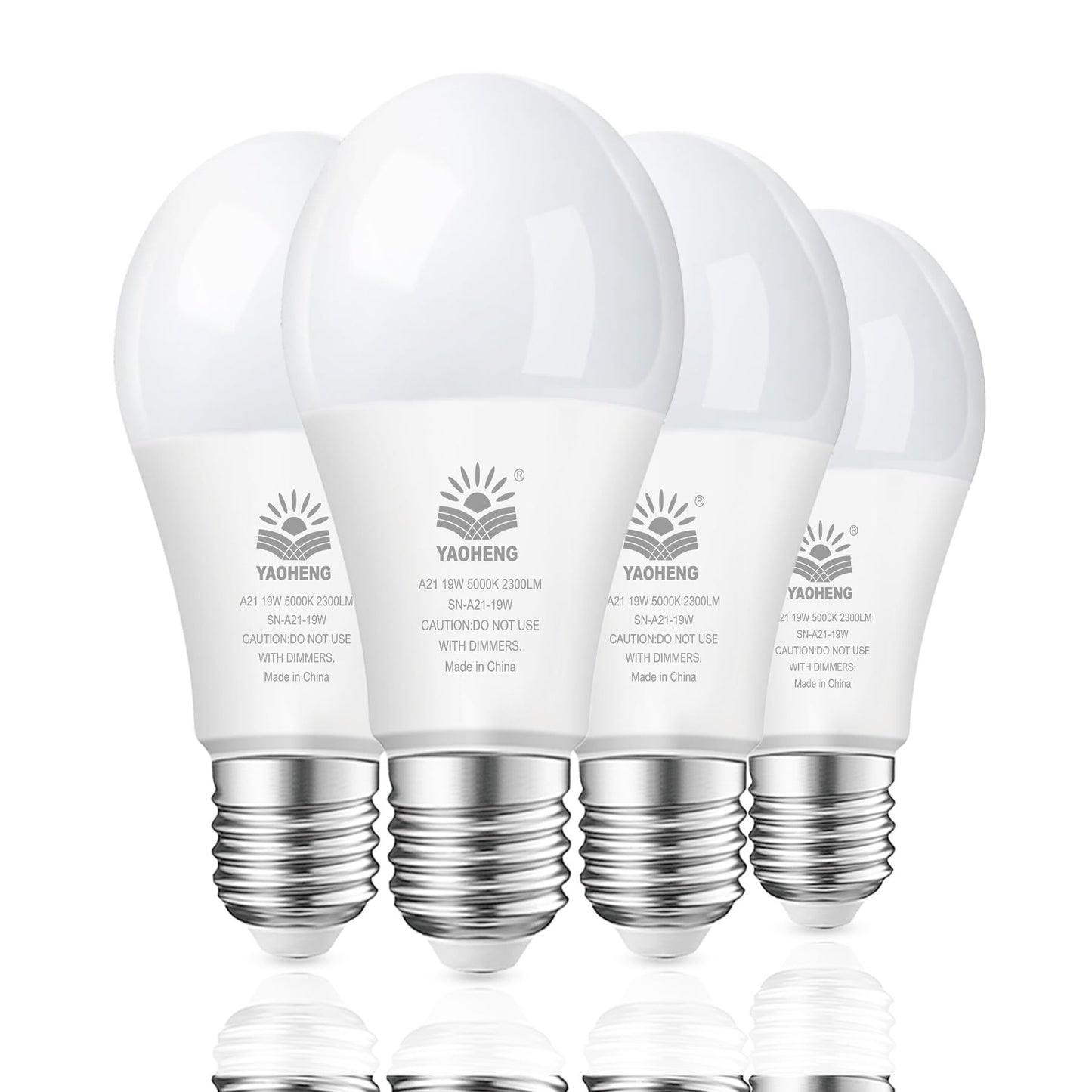 YAOHENG A21 LED Light Bulb, 150 Watt Equivalent LED Bulbs, 19W 5000K Daylight, 2300 Lumens, Non-Dimmable, E26 Base, Super Bright Light Bulb Indoor