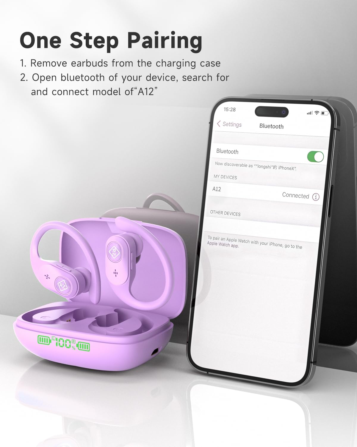 Wireless Earbuds Bluetooth Headphones Wireless Charging Case LED Display 40H Playtime Built in Mic Over Ear buds Waterproof Earphones with Earhooks…