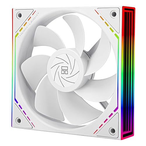 Thermalright TL-M12RW CPU Case Fan, 120mm Fan with ARGB Mirror Light Effect, 4pin PWM Silent Computer Cooler Fan, for Case CPU Liquid Cooler and CPU