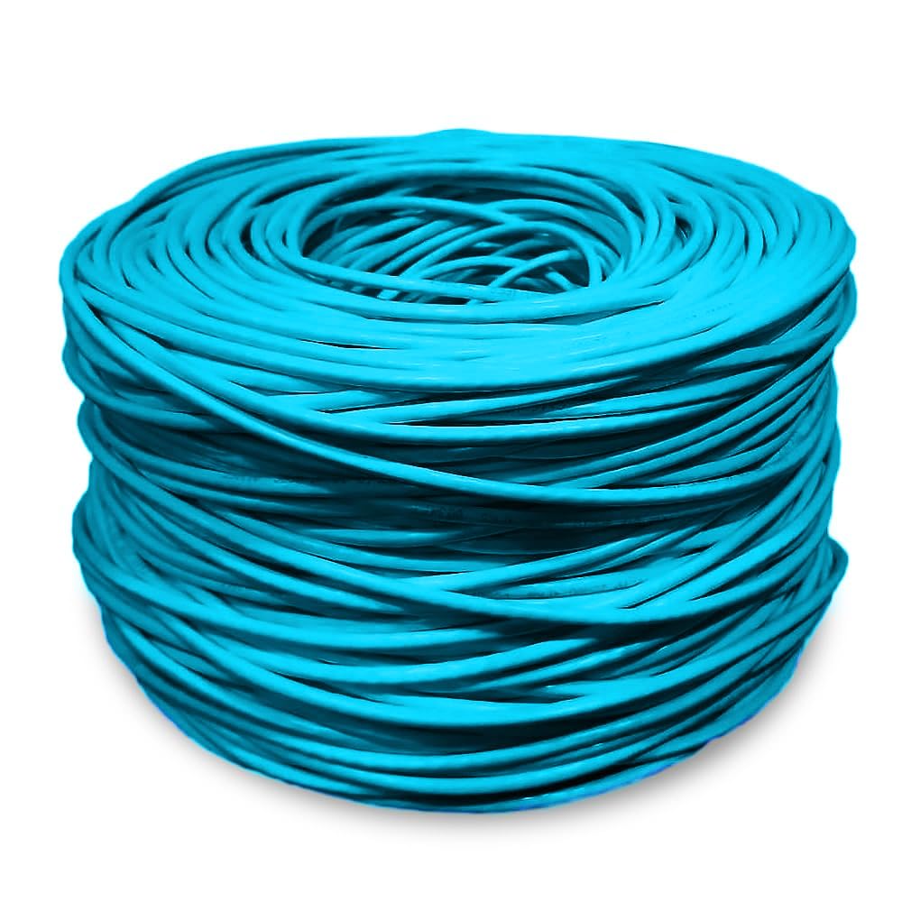 DRIPSTONE CAT6 1000ft Bulk Ethernet Cable 23AWG Solid CCA UTP 0.57mm Aqua