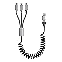 Coiled Multi Charging Cable 4FT [MFi Certified] 5 in 1 Coiled Charging Cable for Car Coiled Universal Charging Cable USB A/USB C to Lightning(Data…